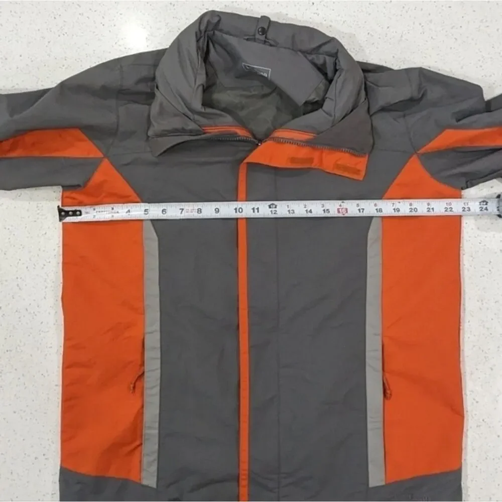 L.L.Bean Kid's Wind And Rain Full Zip Jacket Gray Orange Removable Hood XL / 18